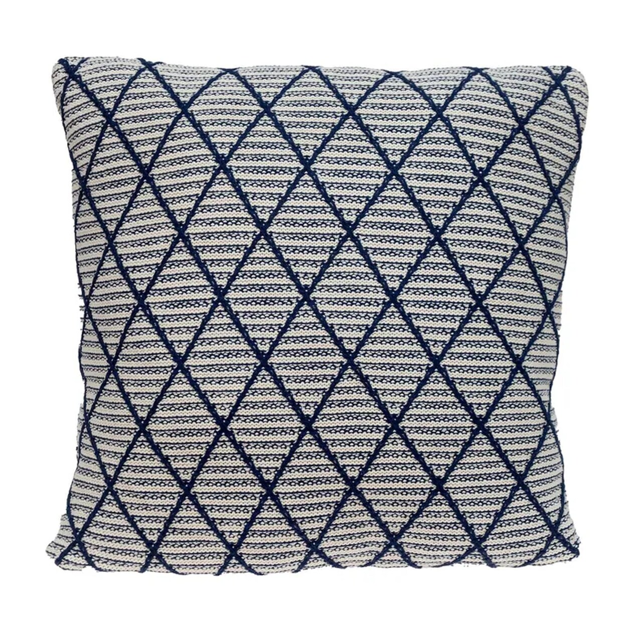 Edge Collections - 20 x 20 x 4 - Off White/Beige - Decorative Argyle Throw Pillow - 1 Piece